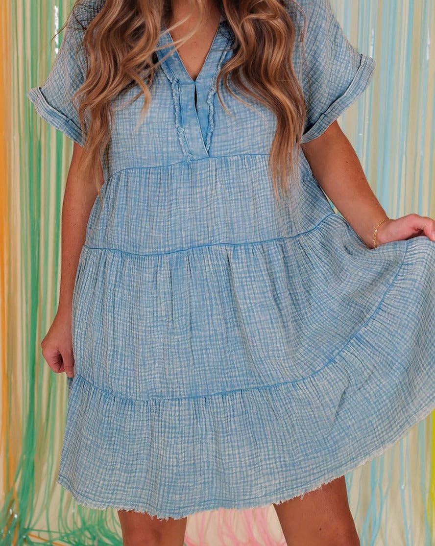 Mineral Wash Tiered Dress