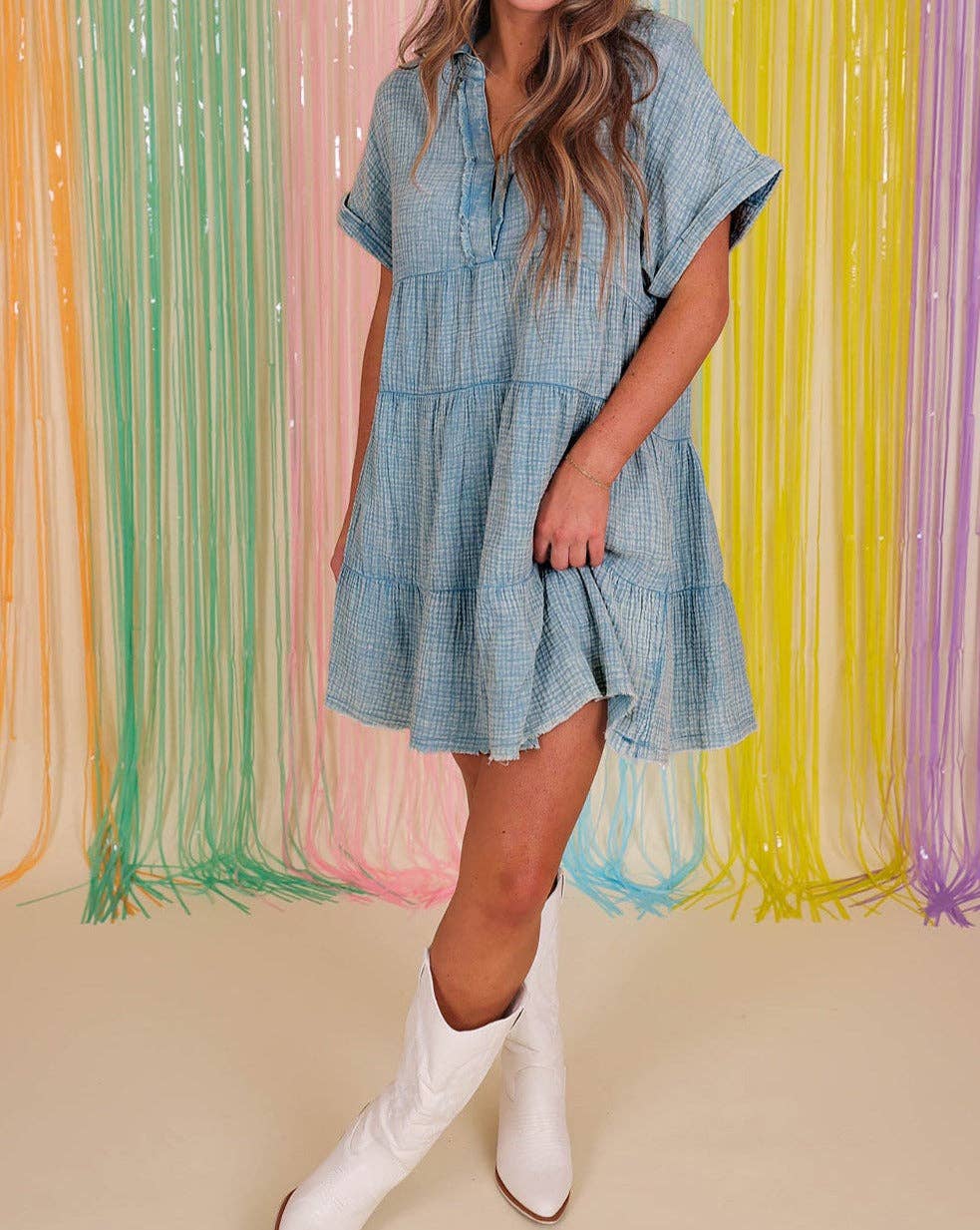 Mineral Wash Tiered Dress