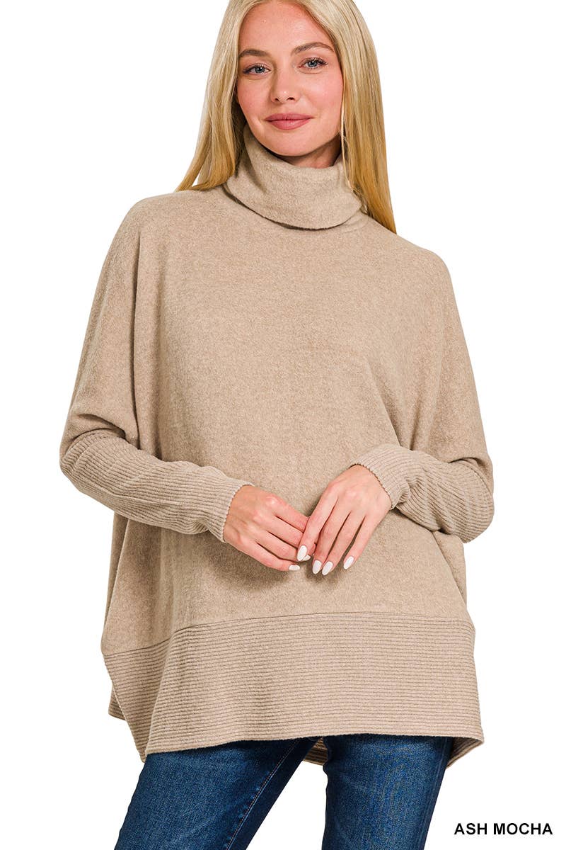 Brushed Hacci Turtleneck Sweater