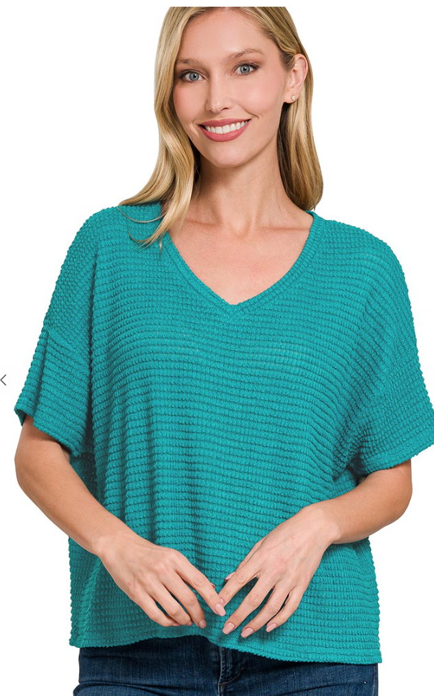 DROP SHOULDER JACQUARD SHORT SLEEVE