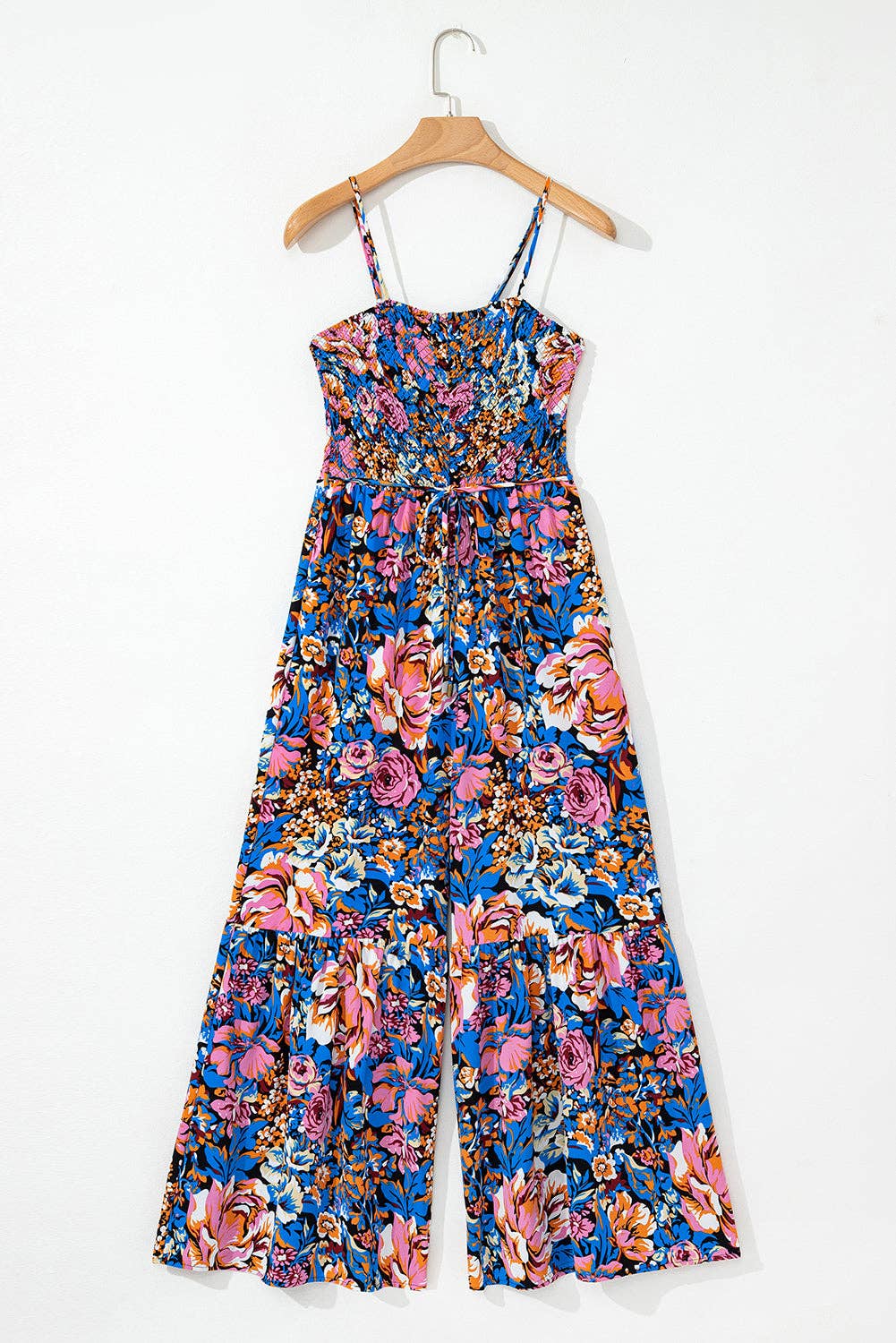 Floral Smocked Wide Leg Summer Jumpsuit
