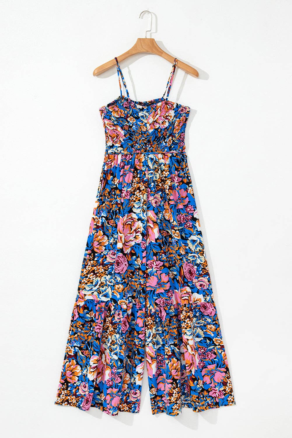 Floral Smocked Wide Leg Summer Jumpsuit