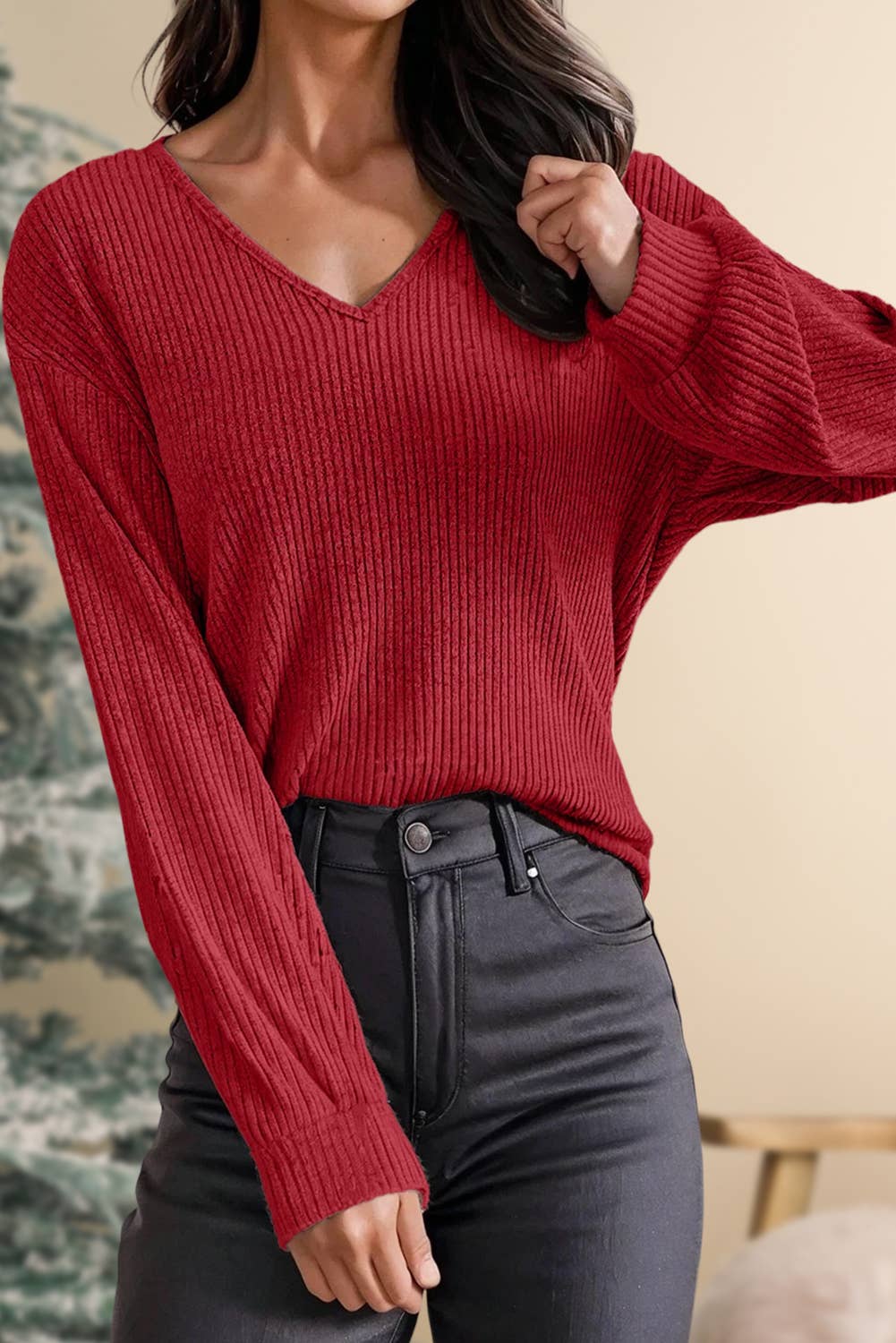 Leopard Print Back Bow Tie V Neck Blouse