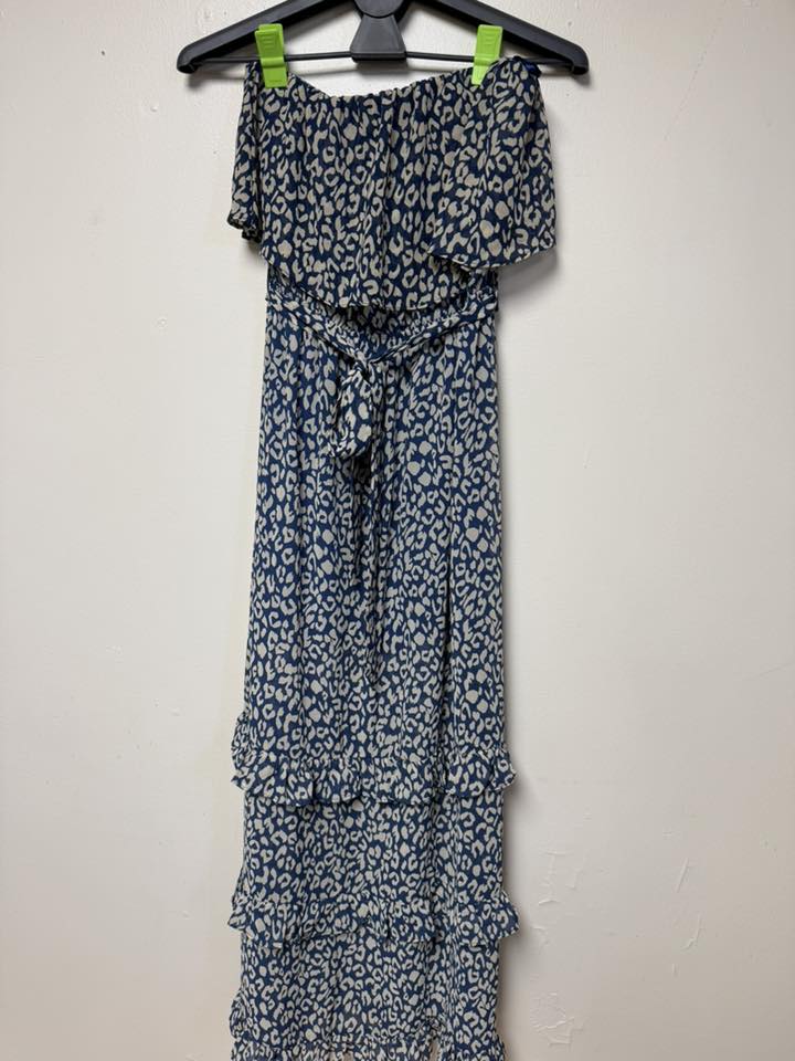 Strapless Leopard Chiffon Dress