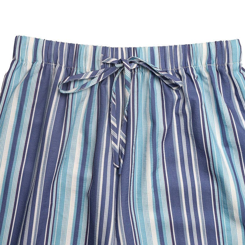 Stripe Drawstring Wide Leg Casual Pants