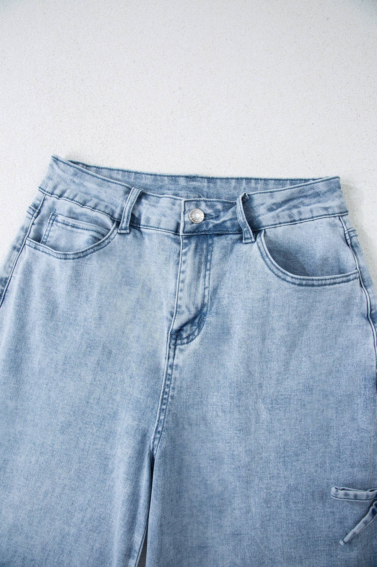 Bow Knot Side Detail Straight Leg Loose Jeans