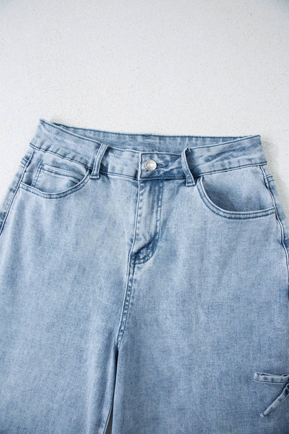 Bow Knot Side Detail Straight Leg Loose Jeans