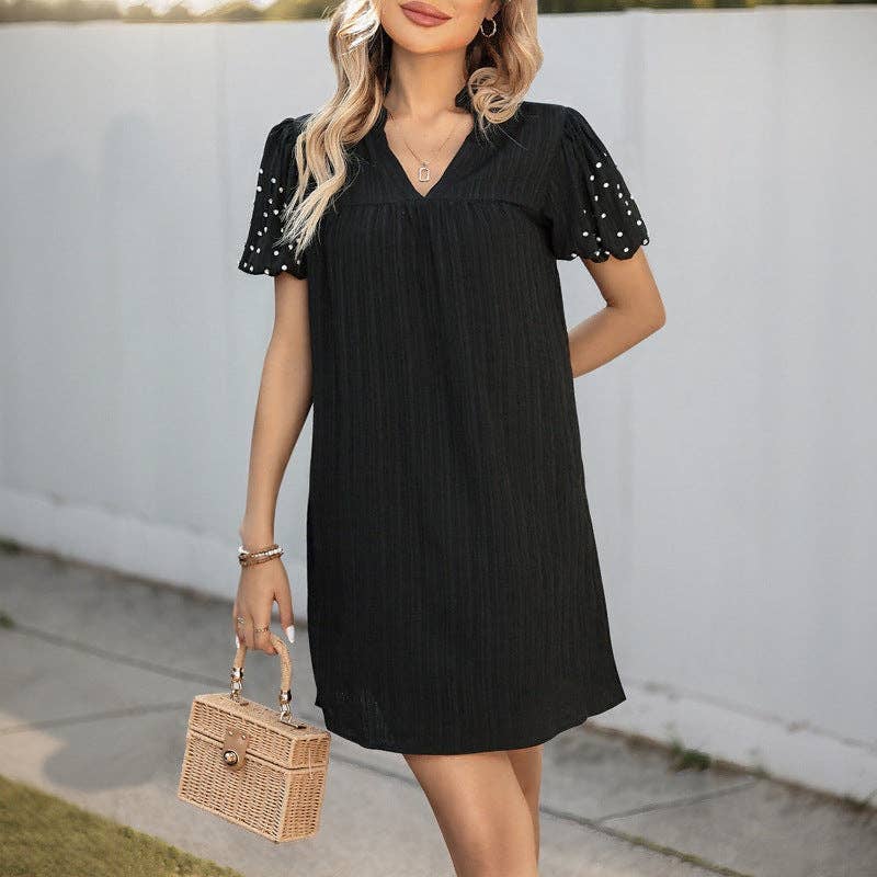 LBD with Pearl Lantern Sleeves