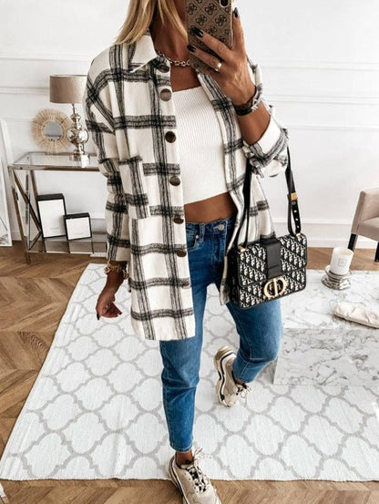 Plaid Wool-blend Shacket