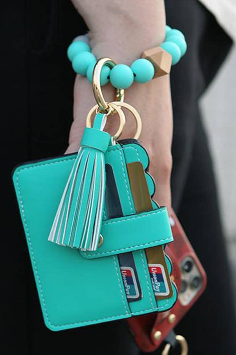 Beaded Bracelet Keychain Card Holder Wallet