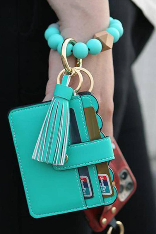 Beaded Bracelet Keychain Card Holder Wallet