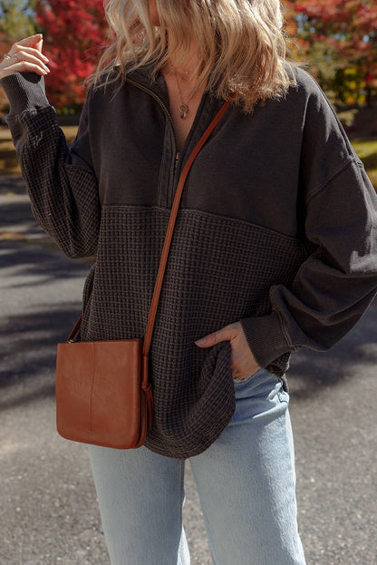 LDC Waffle Knit 1/4 zip Sweatshirt