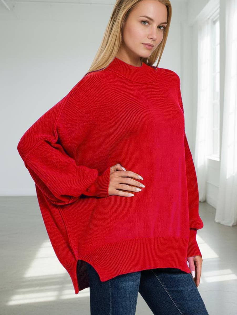 SIDE SLIT OVERSIZED SWEATER