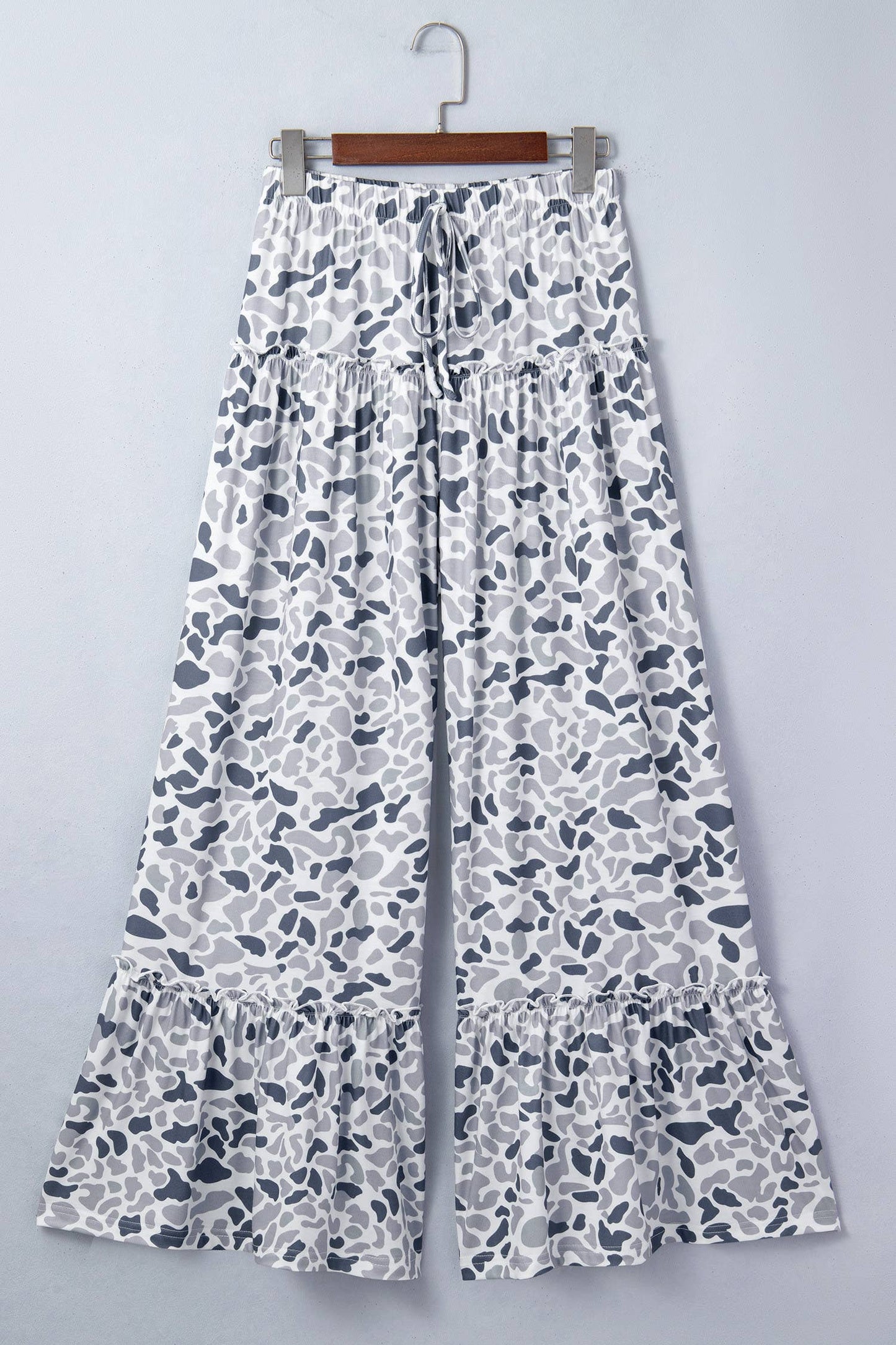 Camo Print Wide Leg Casual Pants