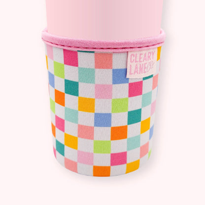 Blush Rainbow Checkers Coffee Cup Sleeve