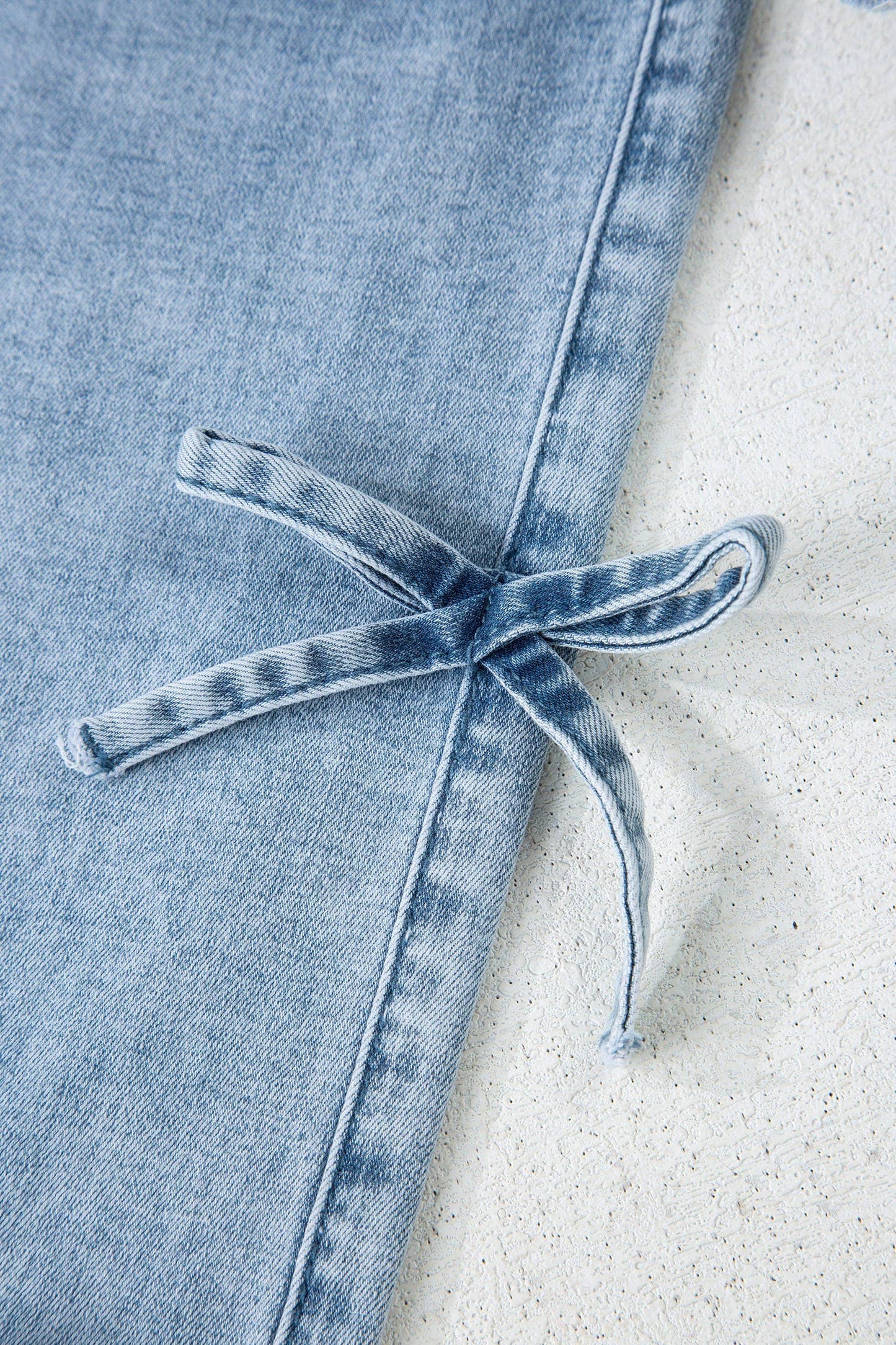 Bow Knot Side Detail Straight Leg Loose Jeans