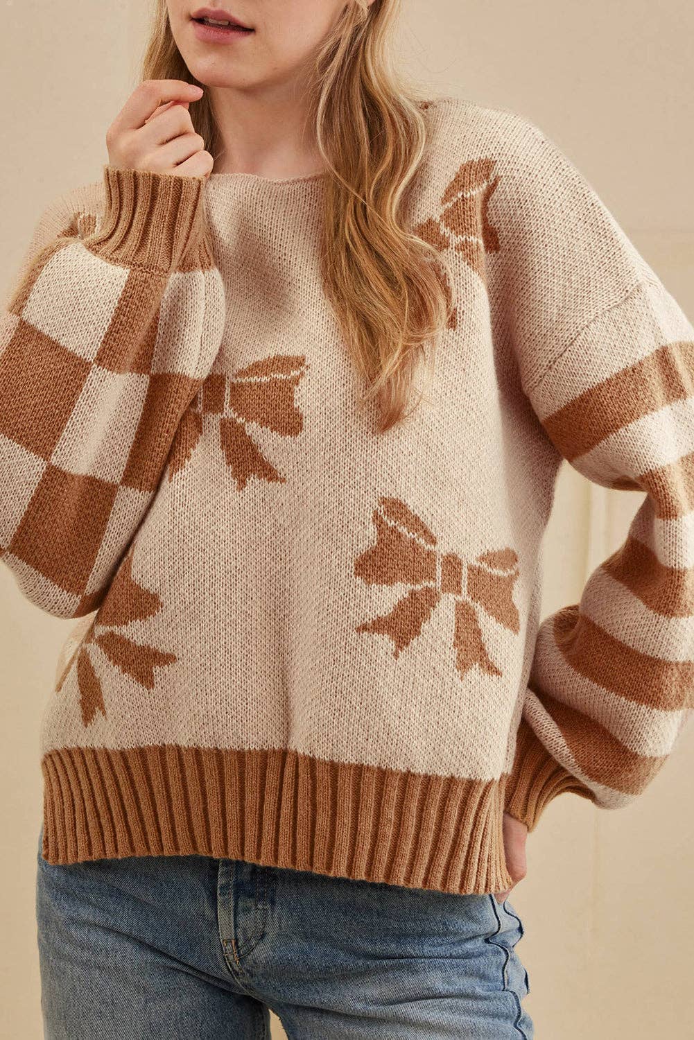 Neutral Dreams Bow Sweater