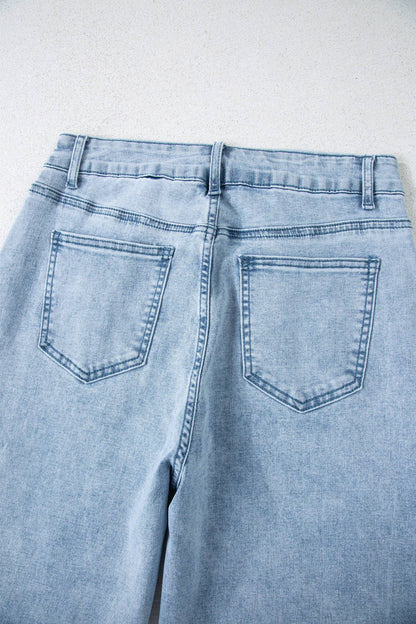 Bow Knot Side Detail Straight Leg Loose Jeans