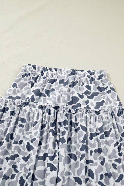 Camo Print Wide Leg Casual Pants
