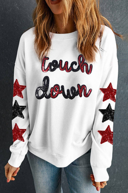 Sequined Touchdown Drop Shoulder Sweatshirt