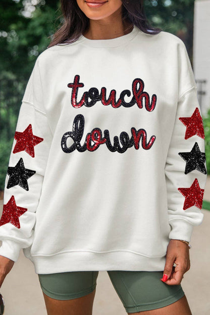 Sequined Touchdown Drop Shoulder Sweatshirt