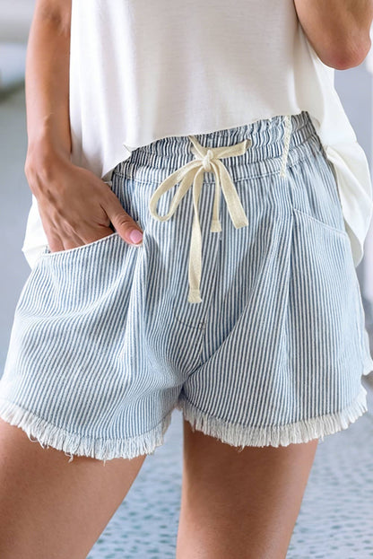 LDC Raw Edge Drawstring Denim Shorts