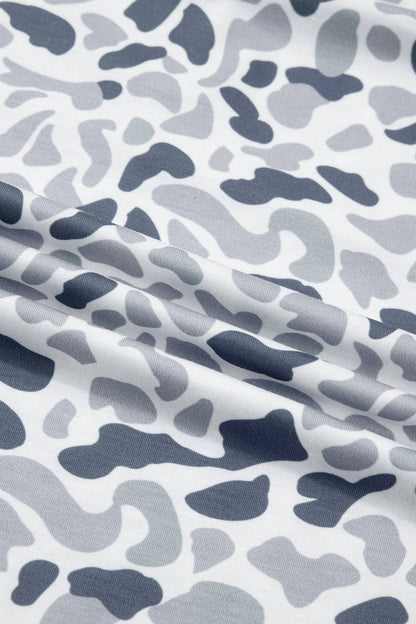 Camo Print Wide Leg Casual Pants