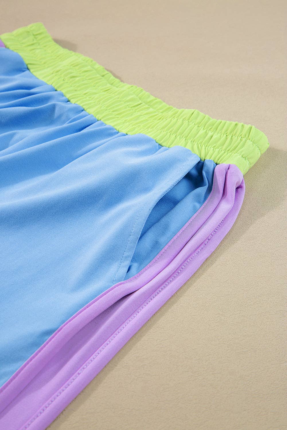 Multicolor Color Block Detail Casual Two-piece Set
