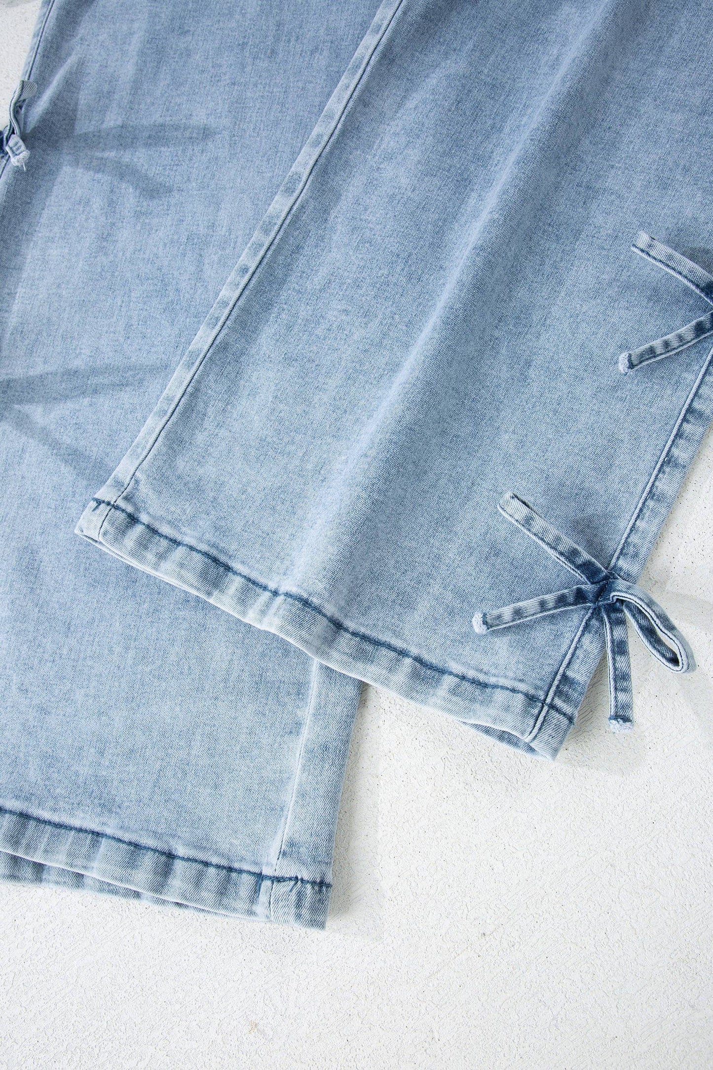 Bow Knot Side Detail Straight Leg Loose Jeans
