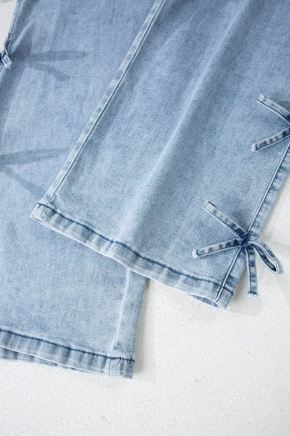 Bow Knot Side Detail Straight Leg Loose Jeans