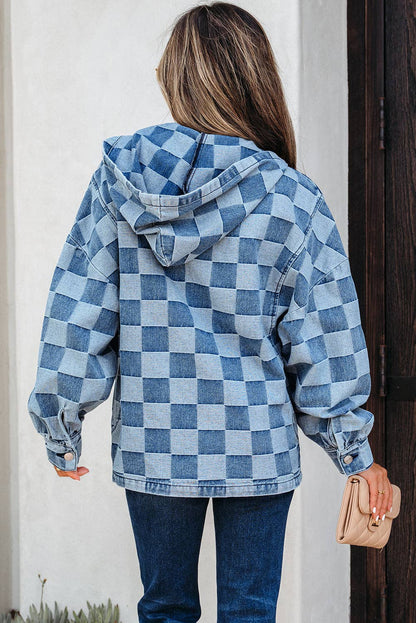 Checkered Denim 1/4 Zip