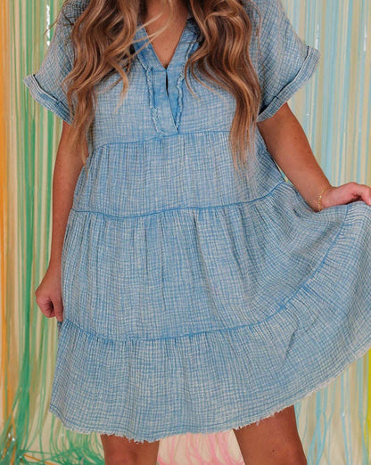Mineral Wash Tiered Dress