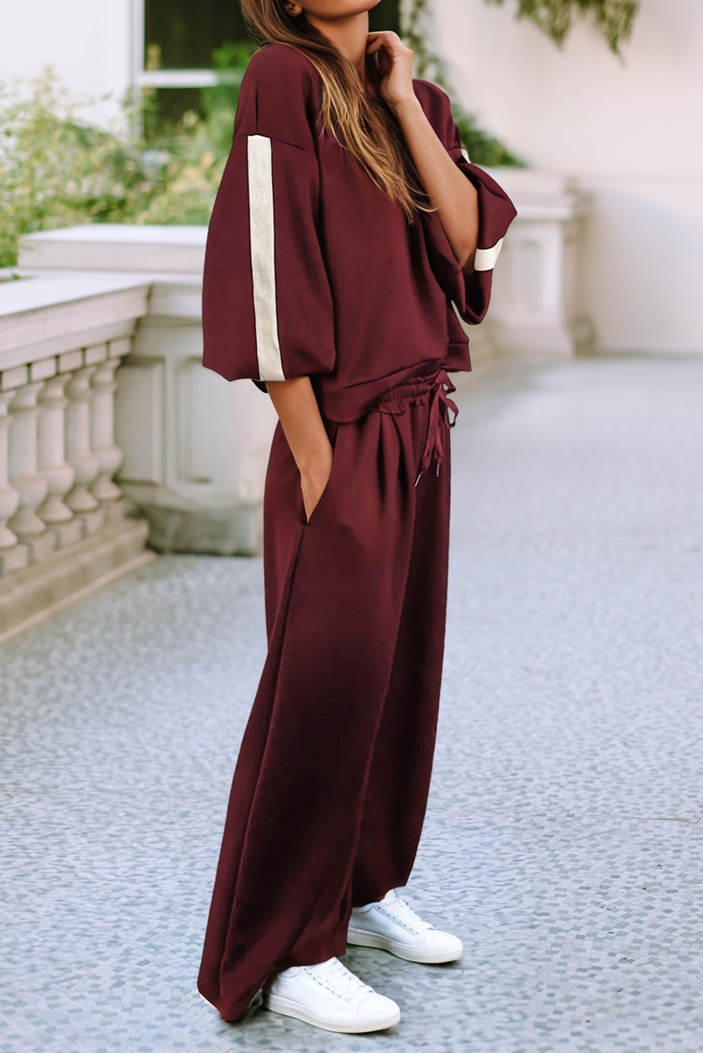 LDC Striped 3/4 Sleeve Pullover & Pant Set