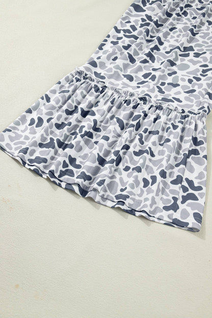Camo Print Wide Leg Casual Pants