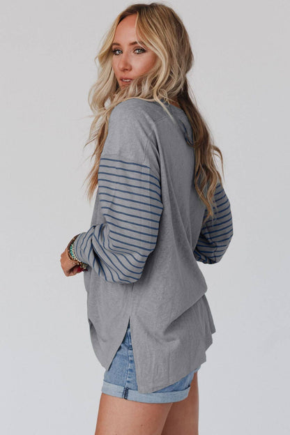 Striped Bishop Sleeve Top
