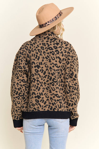 LEOPARD PRINT JACKET WITH DENIM POCKETS