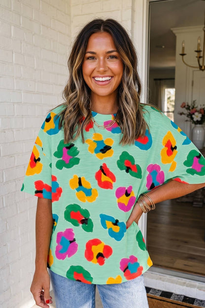 LAS Leopard Drop Shoulder Oversize Tee
