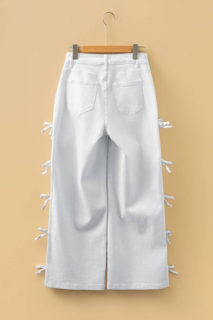 Bow Knot Side Detail Straight Leg Loose Jeans