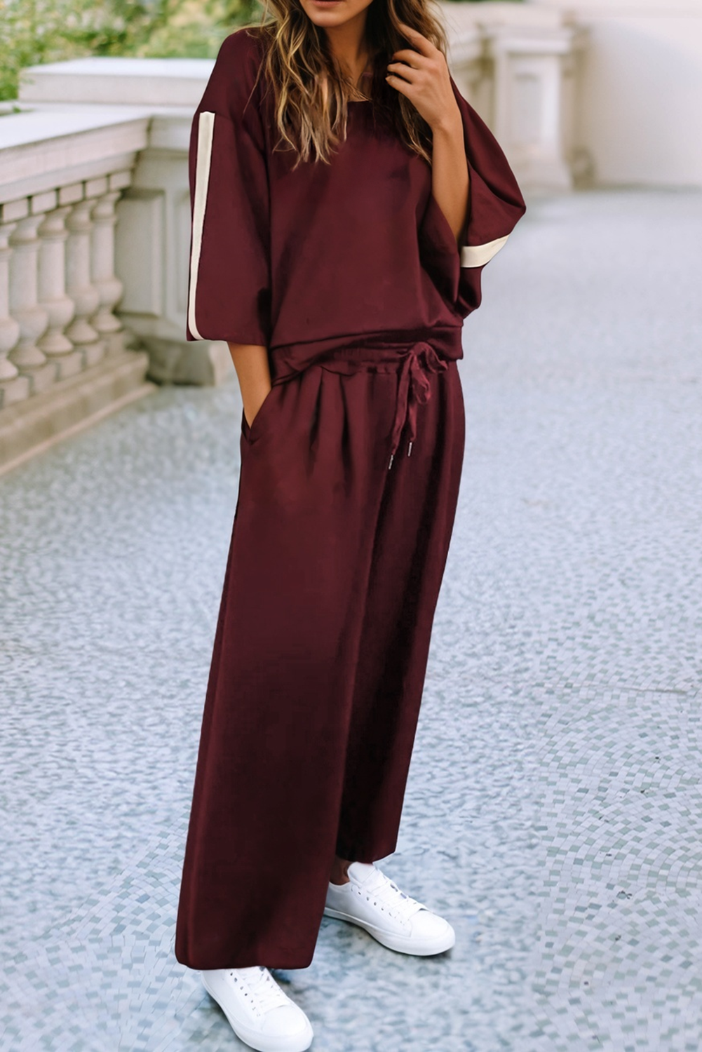 LDC Striped 3/4 Sleeve Pullover & Pant Set