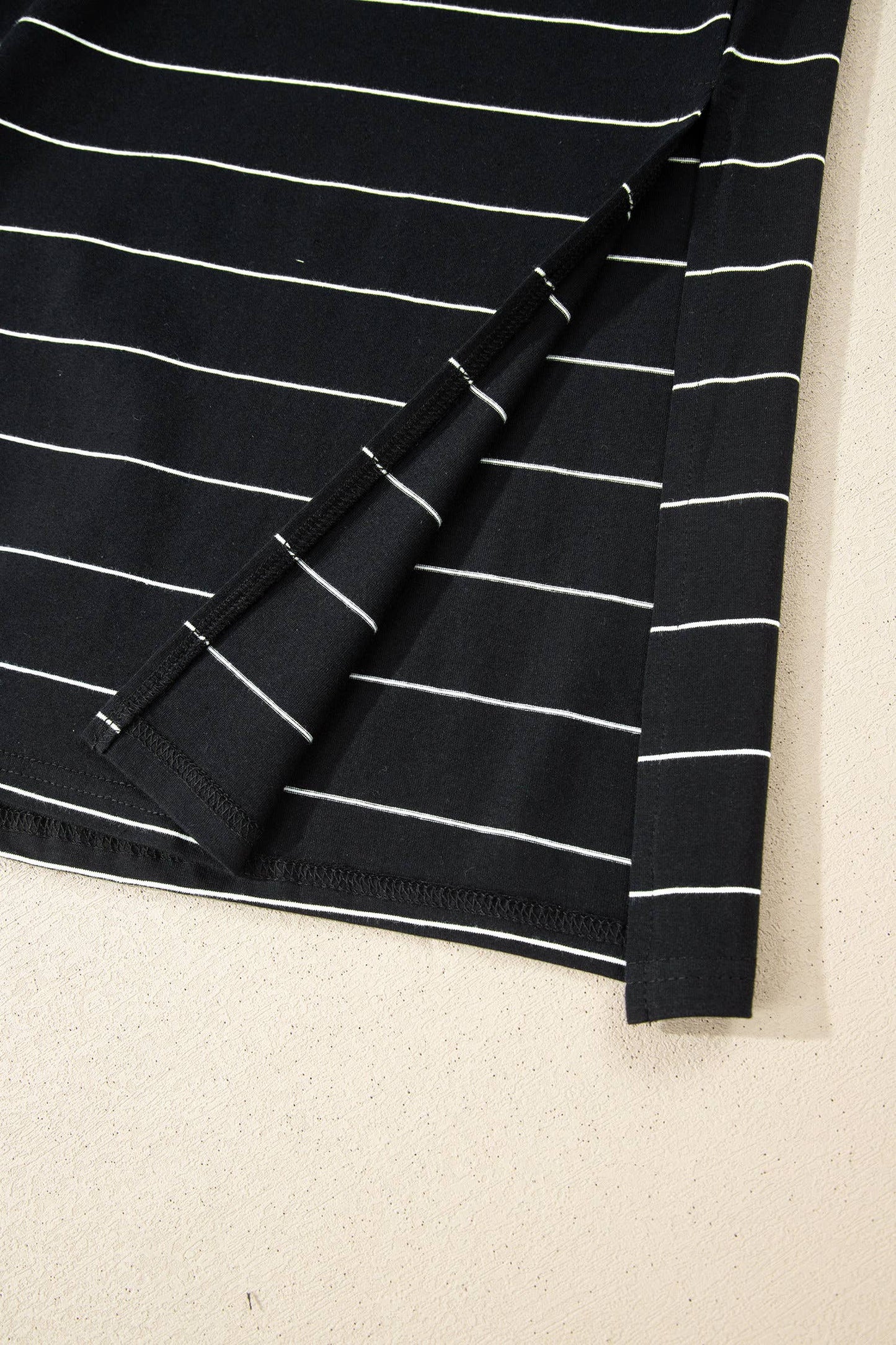 Stripe Short Sleeve Side Slit Maxi T Shirt Dress