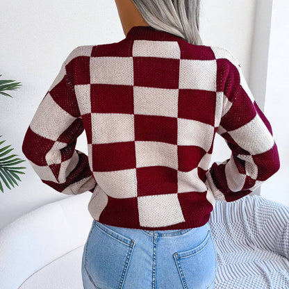 Checkered Knit Sweater