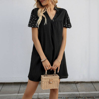 LBD with Pearl Lantern Sleeves