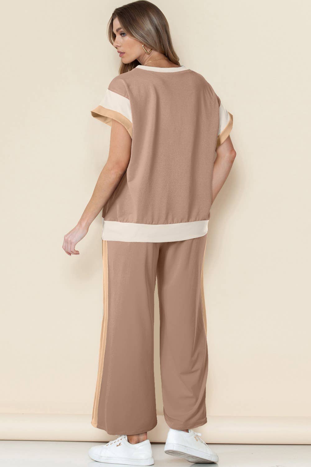 Multicolor Color Block Detail Casual Two-piece Set