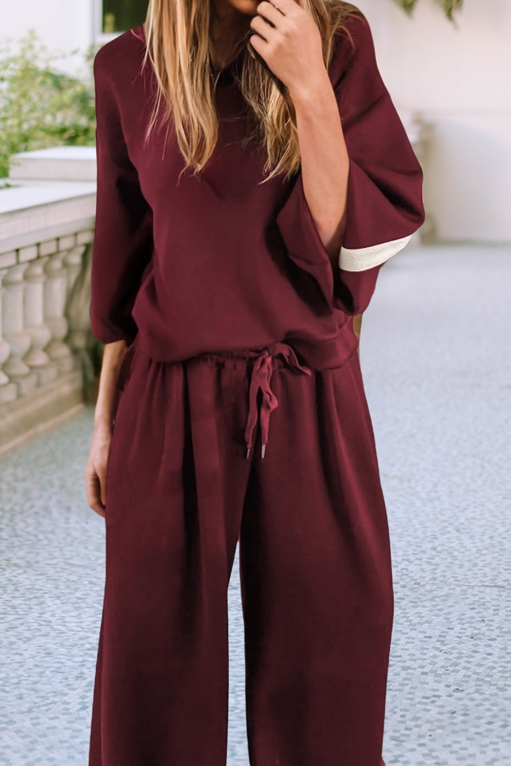 LDC Striped 3/4 Sleeve Pullover & Pant Set