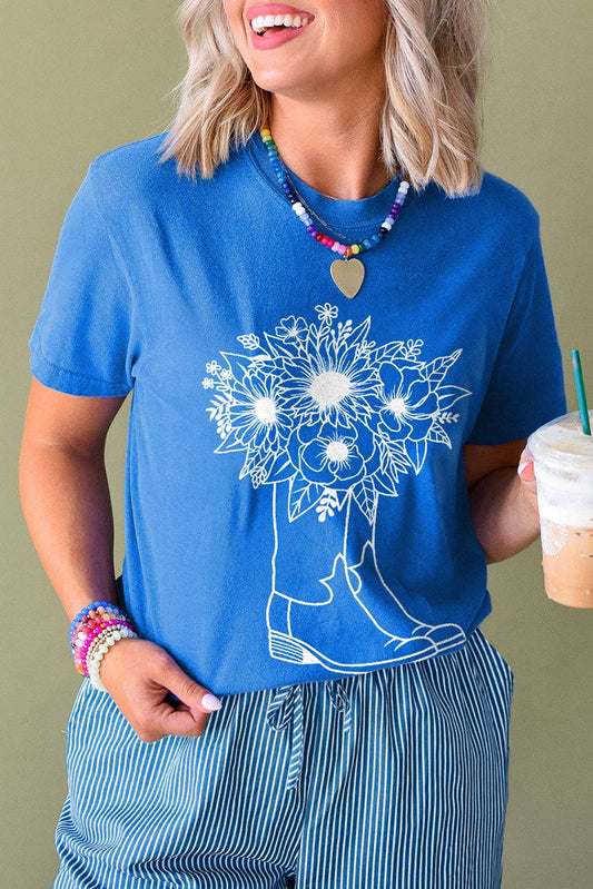 Western Sunflower Boots Summer T-Shirt