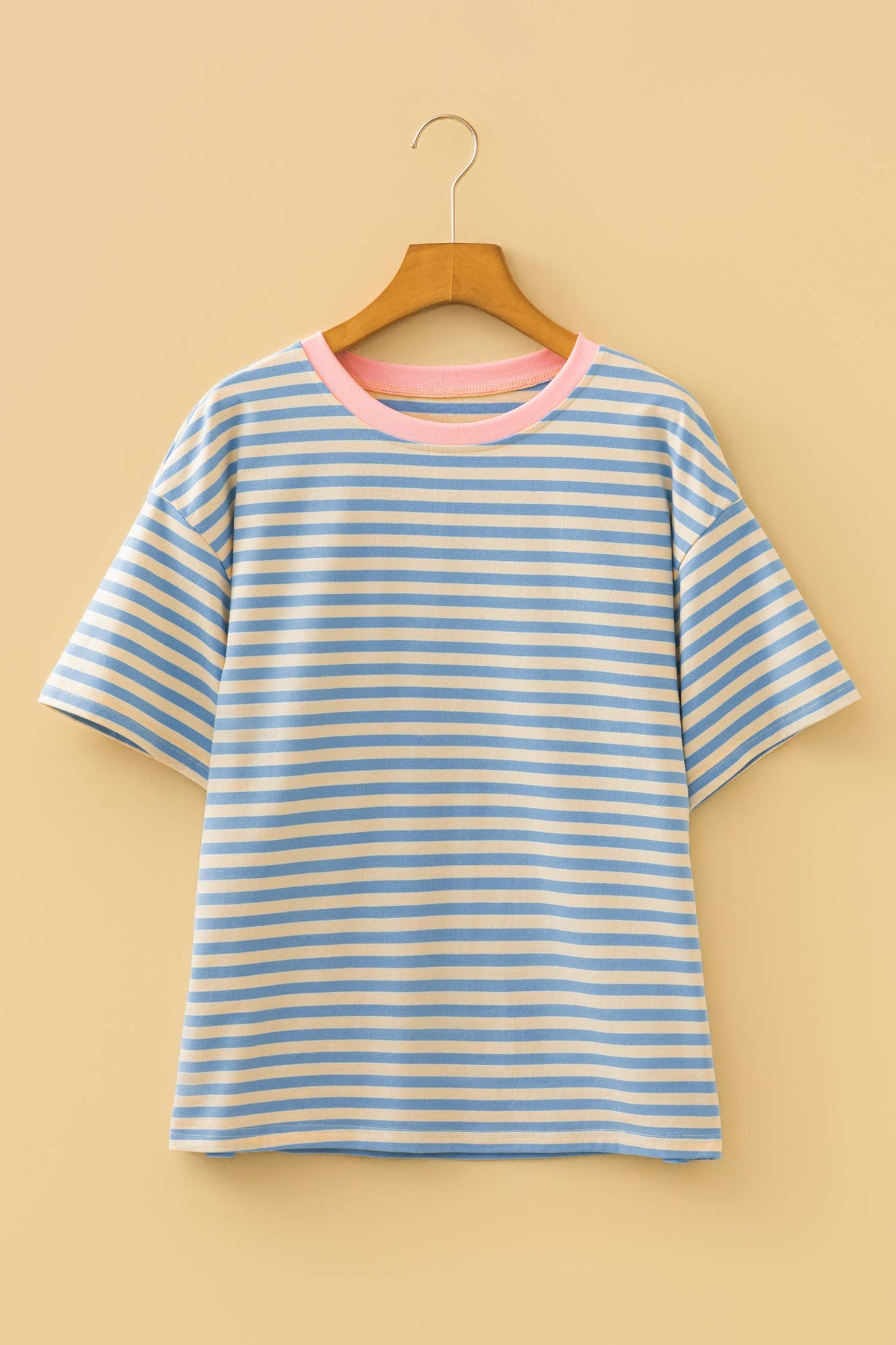 LAS Stripe Looks Contrast Drop Shoulder Loose Tee