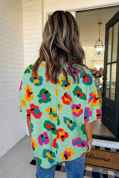 LAS Leopard Drop Shoulder Oversize Tee