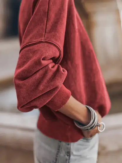 Solid Crew Neck Pullover