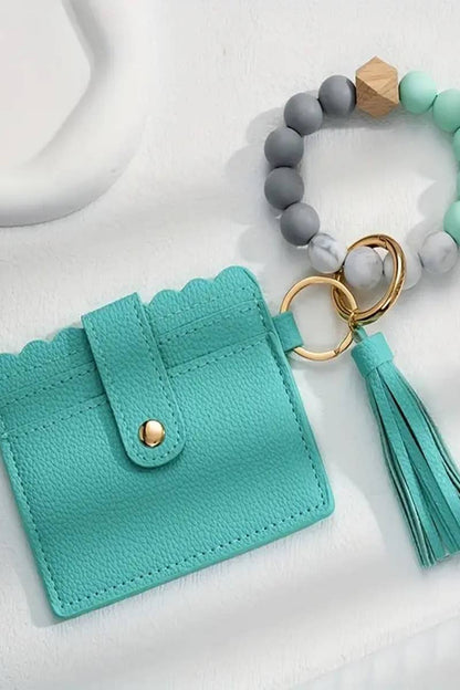 Beaded Bracelet Keychain Card Holder Wallet
