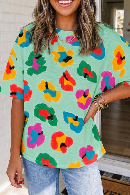 LAS Leopard Drop Shoulder Oversize Tee